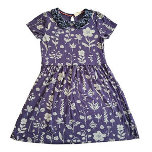 Mini Boden Purple Floral Peter Pan Collar Dress
